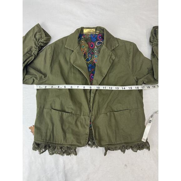 Grunge Princess Vera Wang Jacket Olive Green Lace Detail Paisley Women's Small - Picture 3 of 5